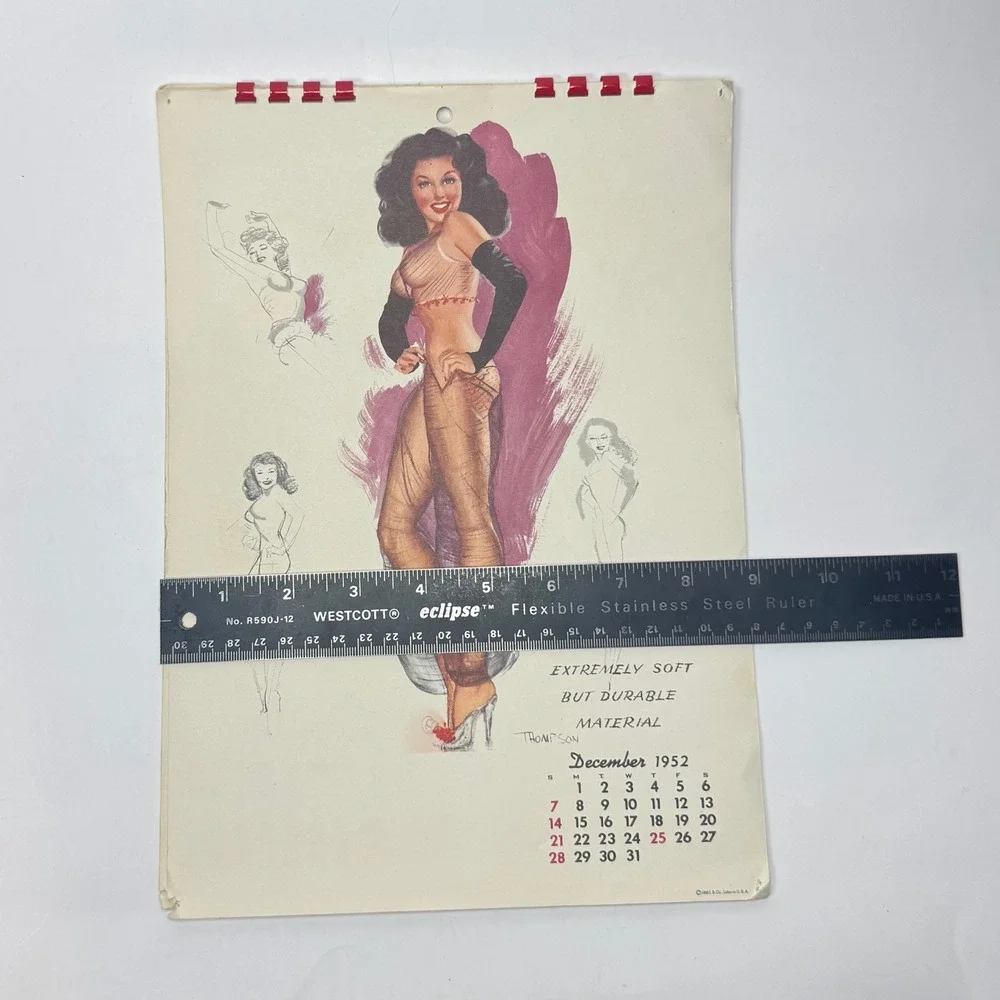 Complete 1952 Esquire Pin-Up Calendar Thompson Art Original Vintage 9x12‎ GUC